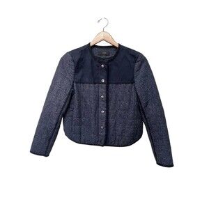 J.Crew Collarless Fencing Donegal Herringbone Gray Jacket Womens Sz 2